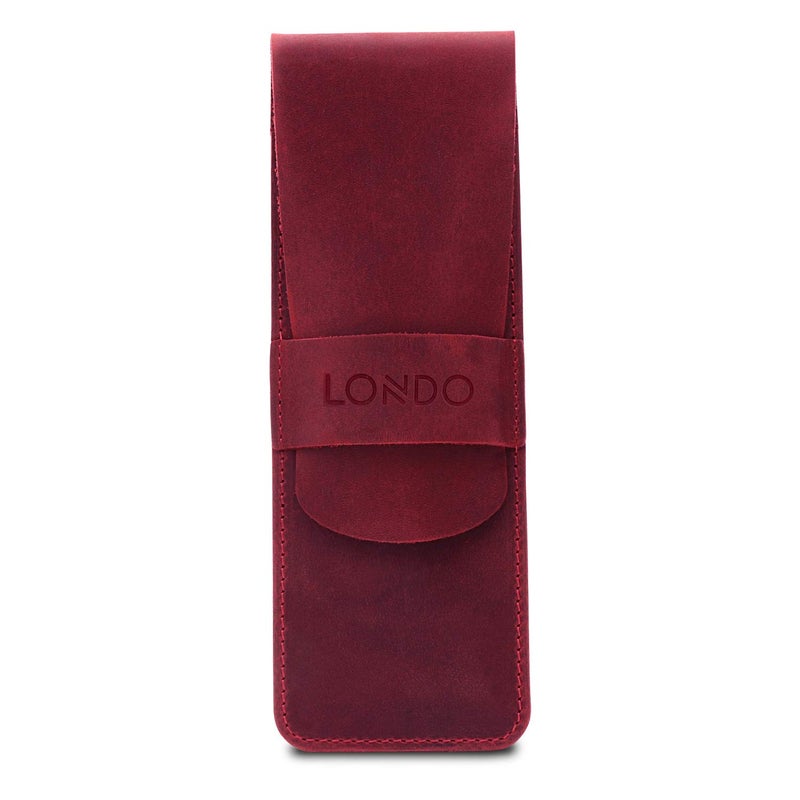 Londo Genuine Leather Pen and Pencil Case with Tuck in Flap, Stationery Bag - Image 1